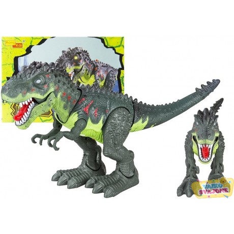 Vaikštantis Tyranozaur Rex su šviesos ir garso efektais, žalias