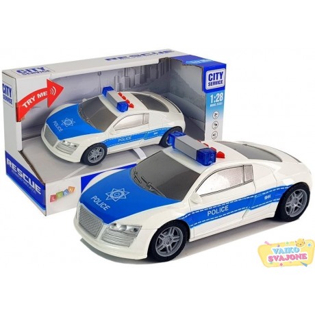 Policijos automobilis 1:28 su garso ir šviesos efektais