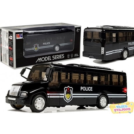 Mokyklinio tipo policijos autobusas su šviesos ir garso efektais