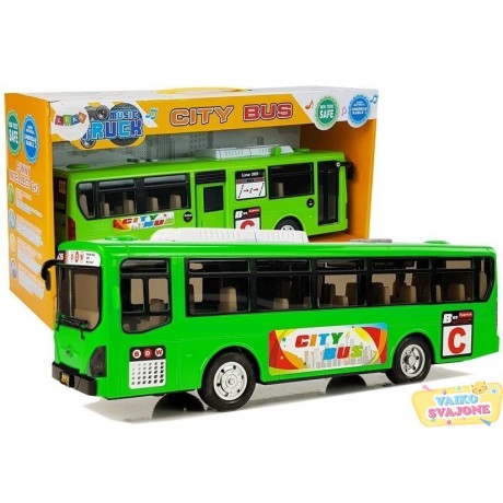 Muzikinis autobusas su šviesos efektais, žalias