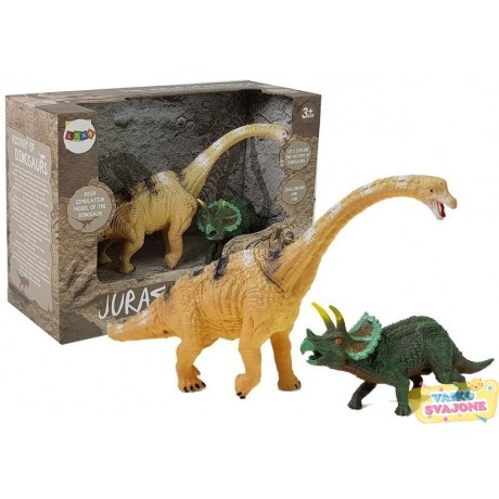 Dinozaurų figūrėlės Brachiosaurus ir Triceratops