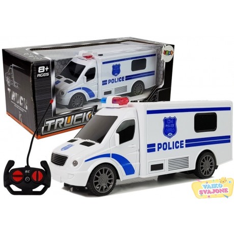 Nuotoliniu būdu valdomas policijos furgonas su šviesos ir garso efektais