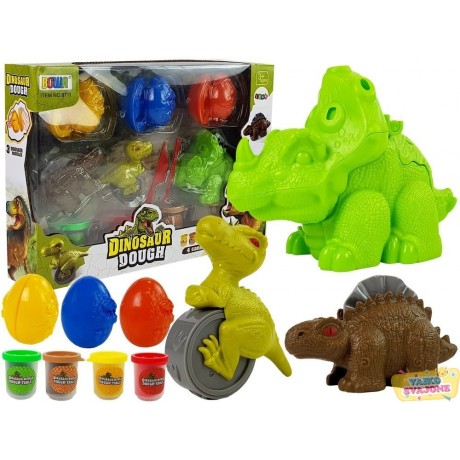Dinozaurai, kiaušiniai, 4 spalvų plastelininio modeliavimo masė