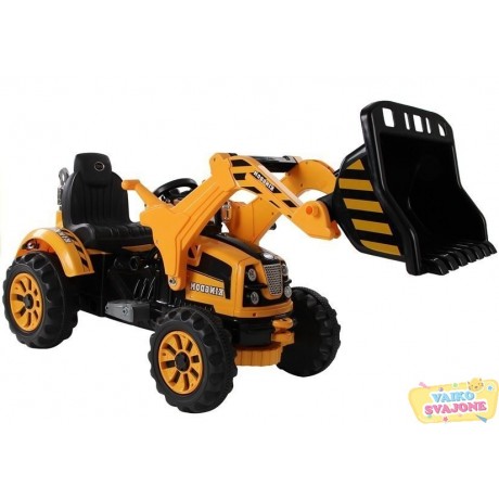 Elektrinis traktorius vaikams su kaušu priekyje Oranžinis