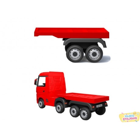 Priekaba elektriniam sunkvežimiui vaikams Mercedes Actros Raudona