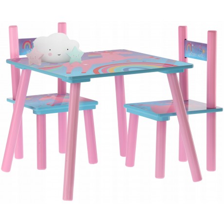 Vaikiškas stalas su 2 kėdėmis Vienaragis