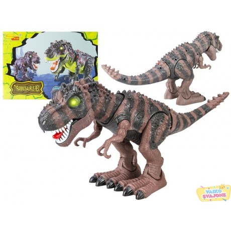 Didelis vaikštantis Tyranozaur Rex su šviesos ir garso efektais rudas